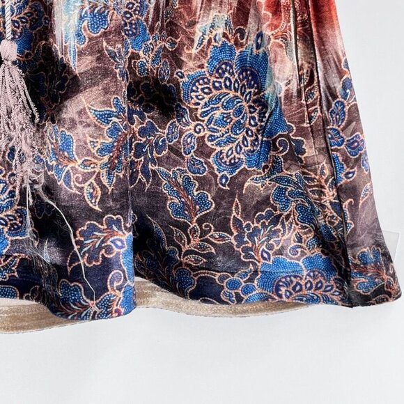 Oneworld Burnout Velvet Tunic Top Size XL Half Sleeve Tie Front - Picture 3 of 15